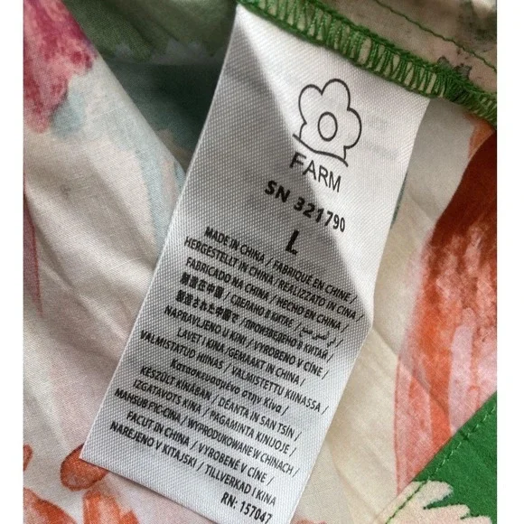 Farm Rio Green Tropicart Midi Dress Tropical Floral Print Braided Straps Large - Picture 7 of 9